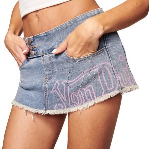 Iamgia I.AM.GIA X VON DUTCH SYNDRA DENIM MINI SKORT - LIGHT WASH DENIM