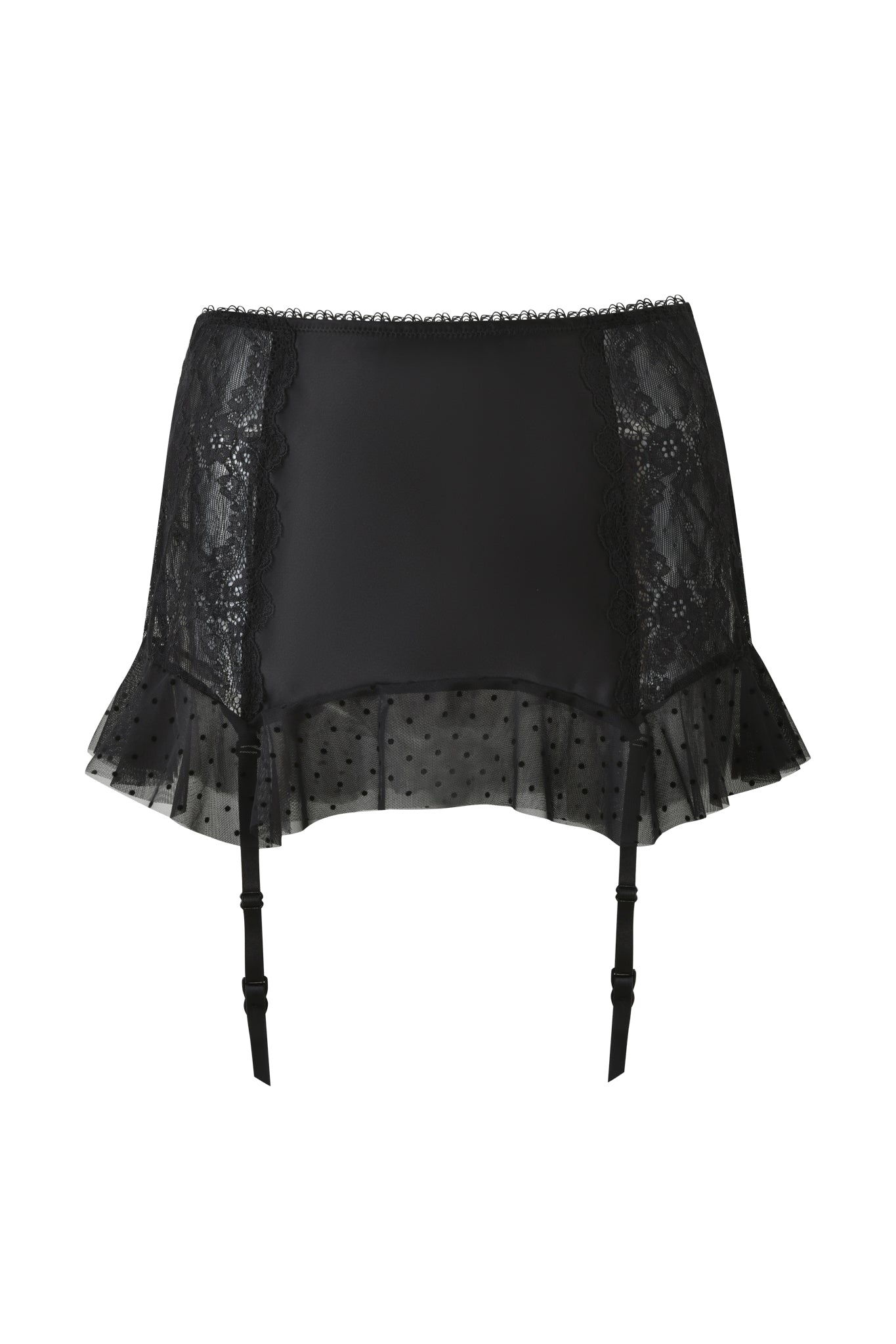 GIA18883-BLACK-CIRAGARTERMINISKIRT-FRONT