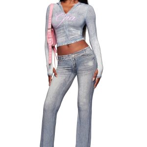 Iamgia BLARE TRACKPANT - DENIM TROMPE L'OEIL