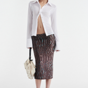 Iamgia GISELLE STRETCH MIDI TUBE SKIRT - WARPED CHECK