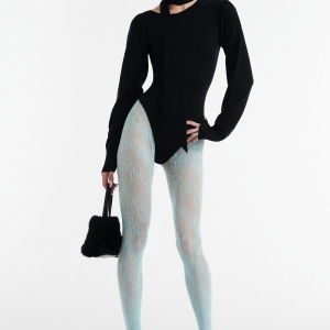 Iamgia VIVIENNE LONG SLEEVE KNIT BODYSUIT - BLACK