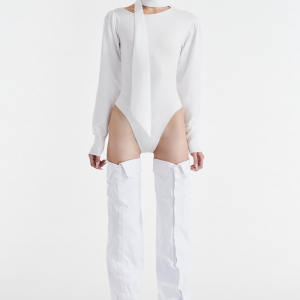 Iamgia VIVIENNE LONG SLEEVE KNIT BODYSUIT - WHITE